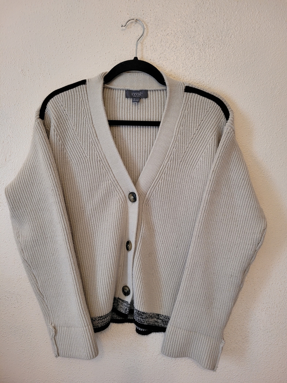 LYSSE Cream V-Neck Button Cardigan Sweater